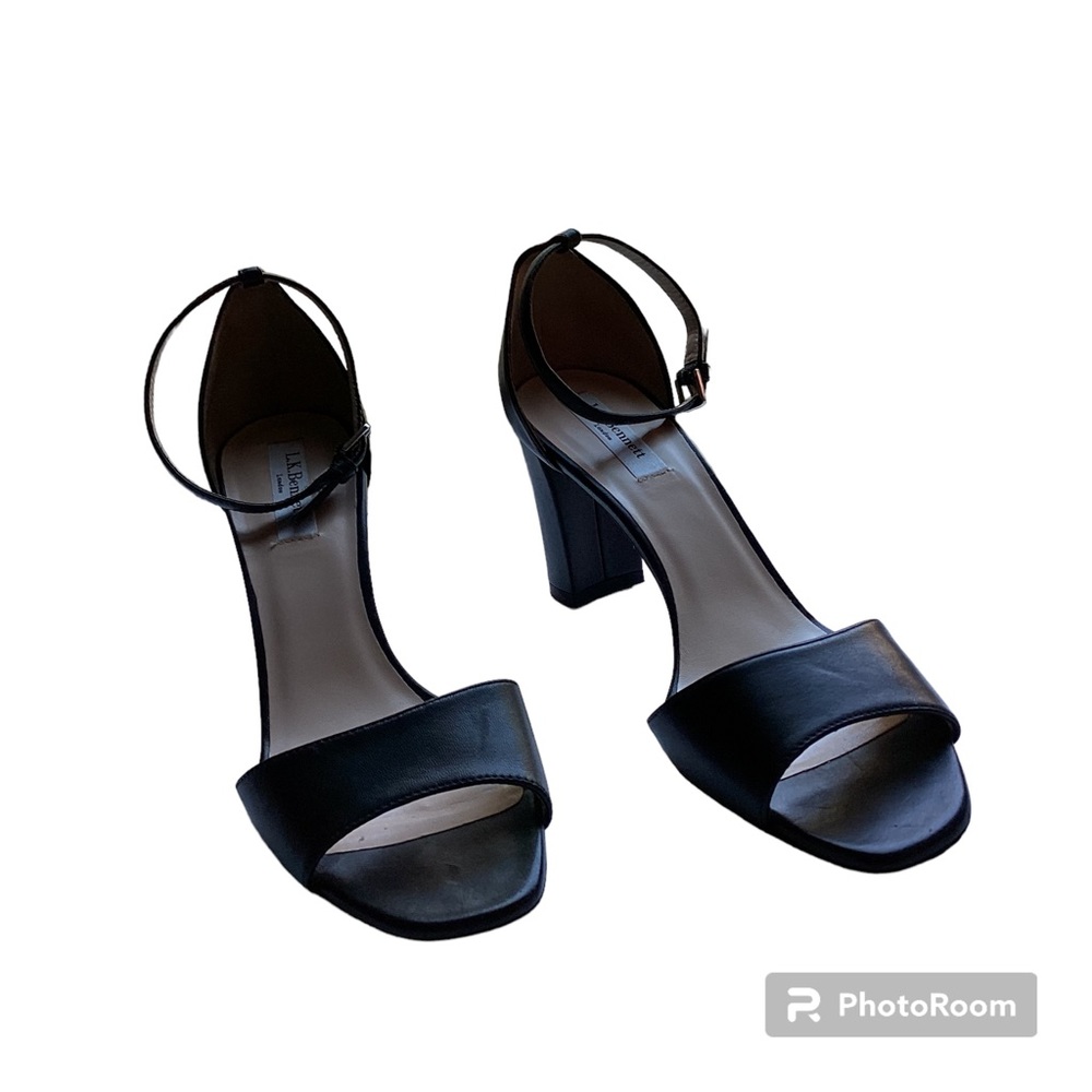 L.K. BENNETT  Helena - Black Ankle Strap Block Heels